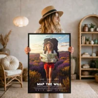 Custom film poster that she holds in her hands