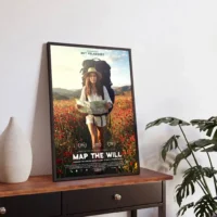 Personalized film poster displayed at an angle in a contemporary interior