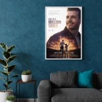 Custom film poster displayed front-facing on a living room wall