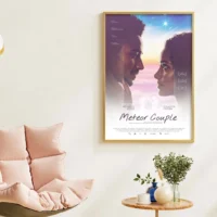 Romantic movie poster shown in a sophisticated framed wall presentation