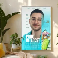 Custom film poster featuring a cool male character displayed on a wall