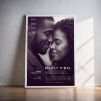 Personalized couple wall art standing on the floor in a stylish room