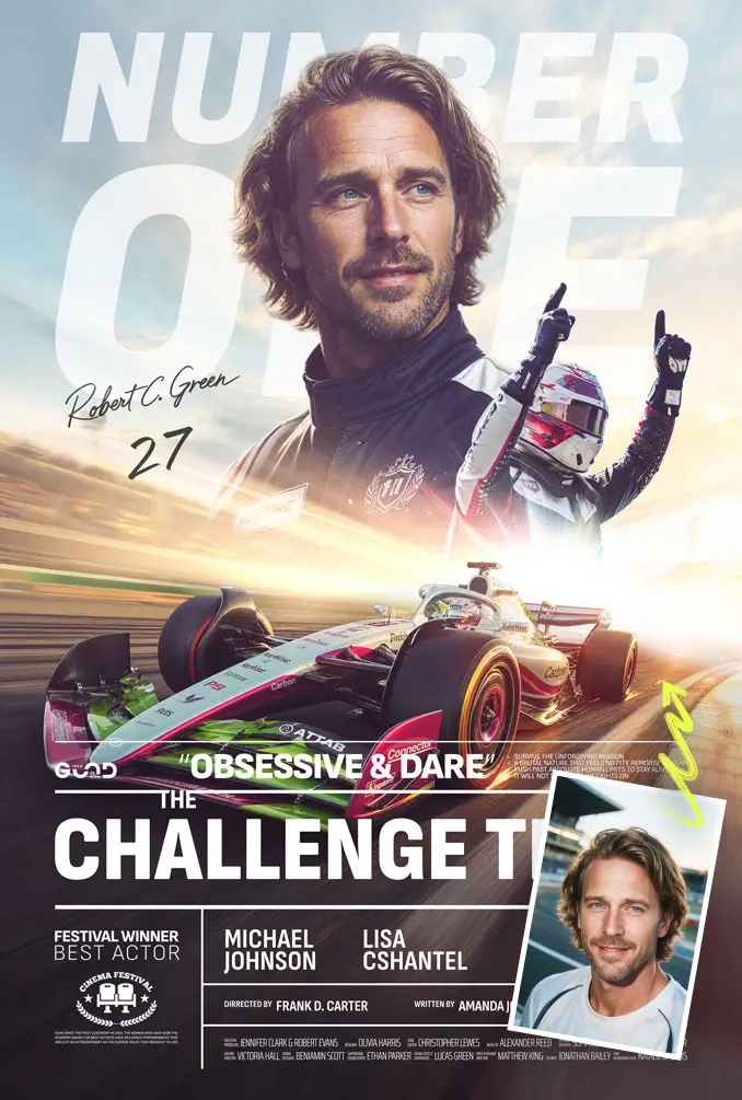 Personalized movie poster for him – racing design F1