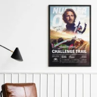 Custom film poster for a racing fan displayed in a home office
