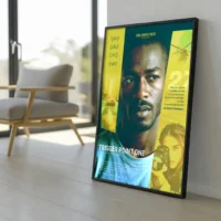 Personalized action poster standing on the floor in a contemporary interior