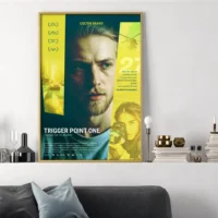 Custom movie poster gift for a husband hanging above a modern sofa