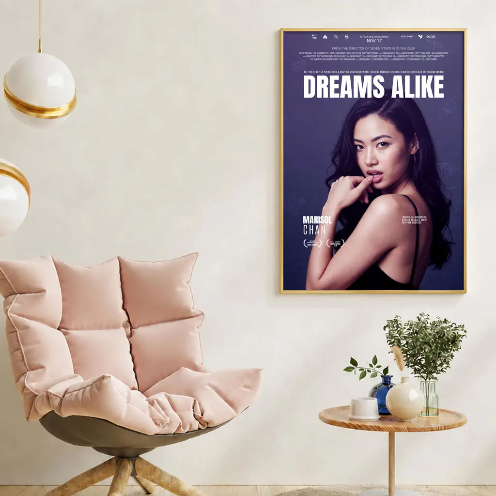 Personalized inspirational film poster displayed in a home office or creative workspace
