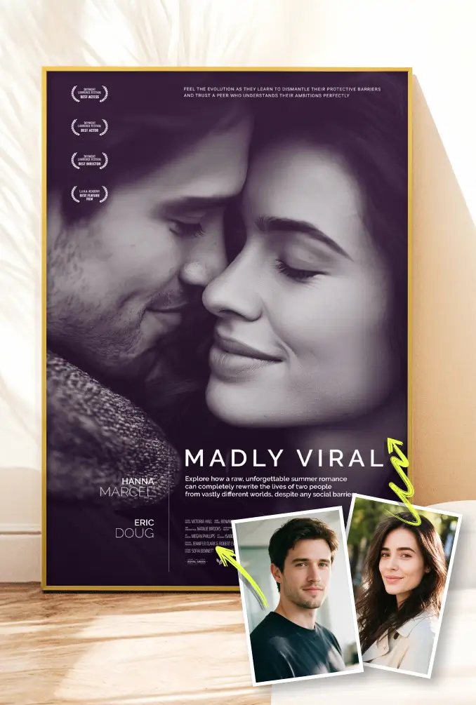 Personalized wedding or anniversary gift for couple - Romantic drama cinematic design