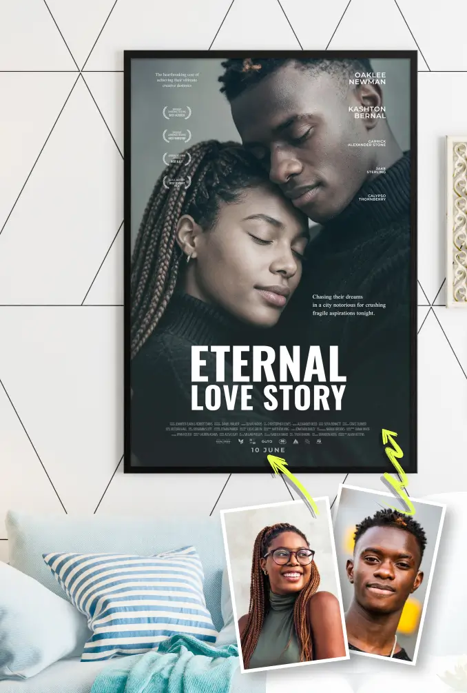 Personalized wedding or anniversary gift for couple - High stakes drama cinematic design