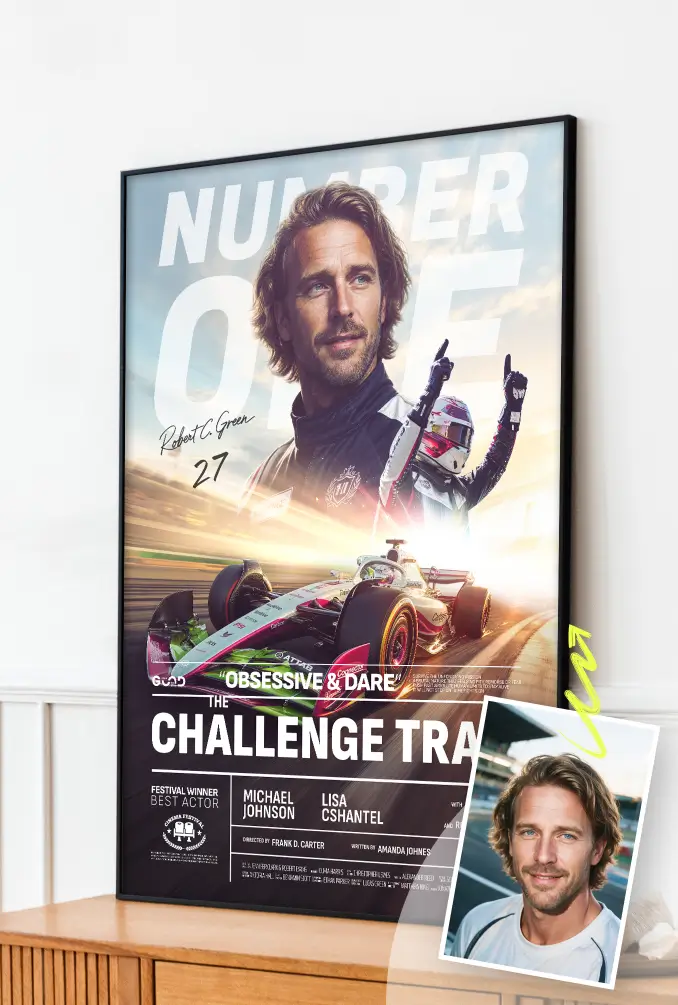Personalized movie poster for him – racing design F1